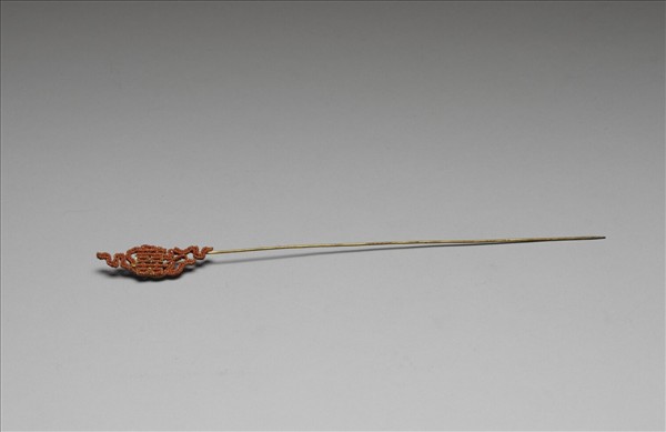 鍍金珊瑚珠囍字首簪