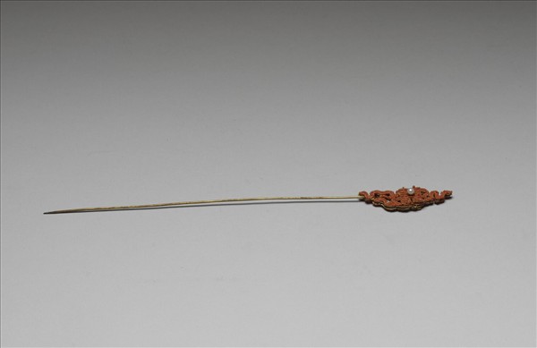 鍍金珊瑚珠囍字首簪