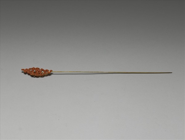 鍍金珊瑚珠囍字首簪