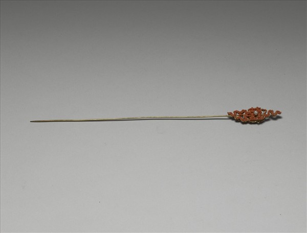 鍍金珊瑚珠囍字首簪