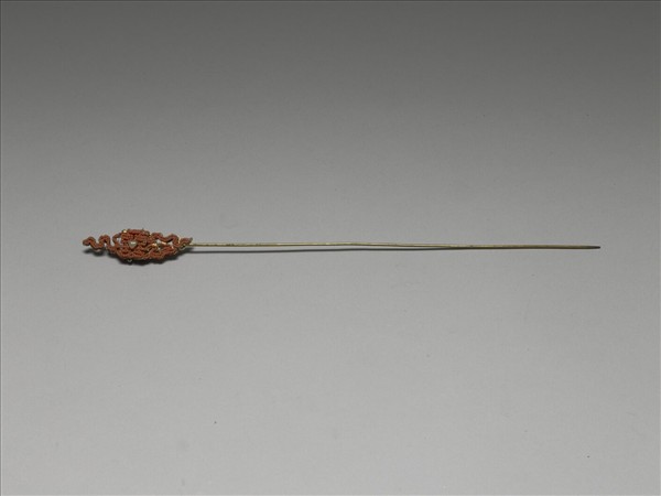 鍍金珊瑚珠囍字首簪