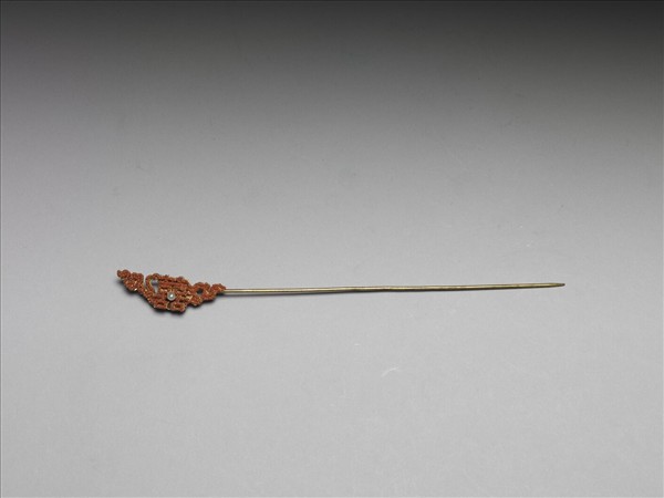 珊瑚米珠囍字首鍍金針簪