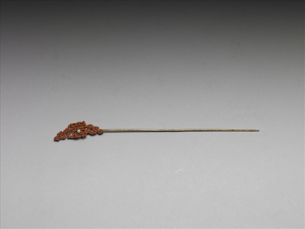 珊瑚米珠囍字首鍍金針簪