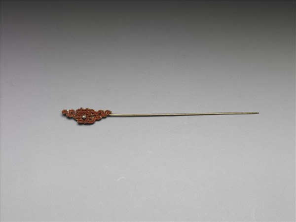 珊瑚米珠囍字首鍍金針簪