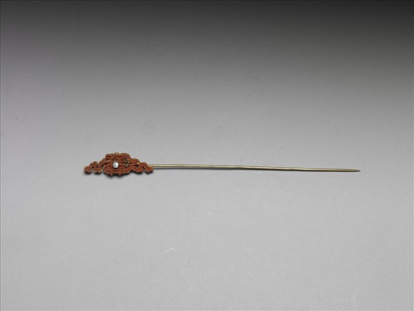 珊瑚米珠囍字首鍍金針簪