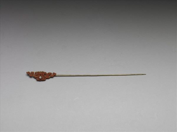 珊瑚米珠囍字首鍍金針簪