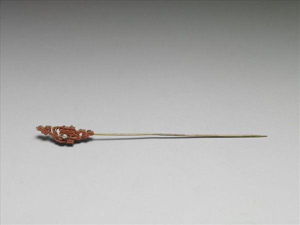 珊瑚米珠囍字首鍍金針簪