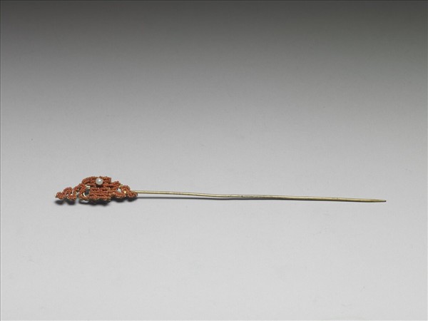 珊瑚米珠囍字首鍍金針簪