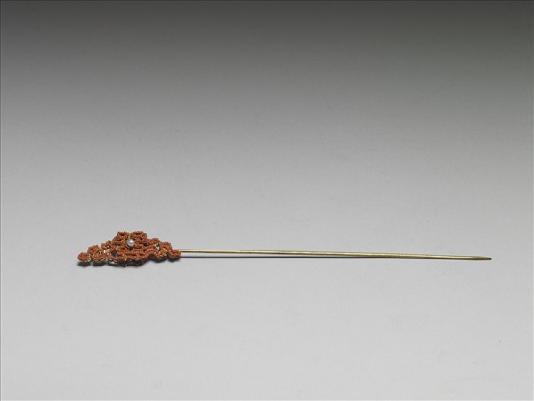 珊瑚米珠囍字首鍍金針簪