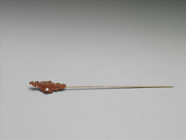 珊瑚米珠囍字首鍍金針簪