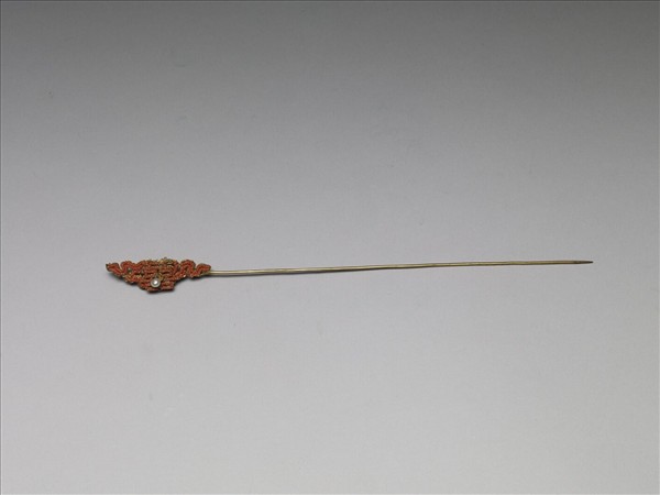 珊瑚米珠囍字首鍍金針簪