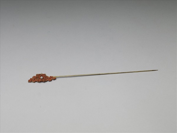 珊瑚米珠囍字首鍍金針簪