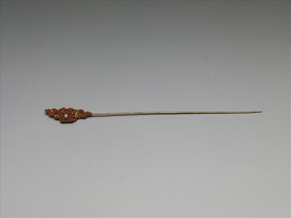 珊瑚米珠囍字首鍍金針簪