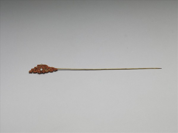 珊瑚米珠囍字首鍍金針簪