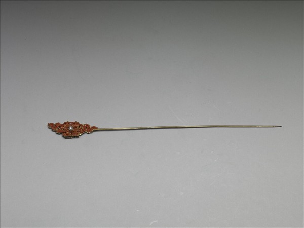 鍍金珊瑚珠囍字首簪