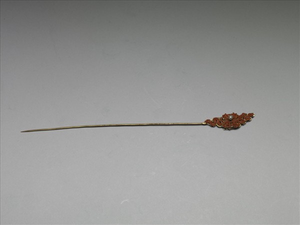 鍍金珊瑚珠囍字首簪