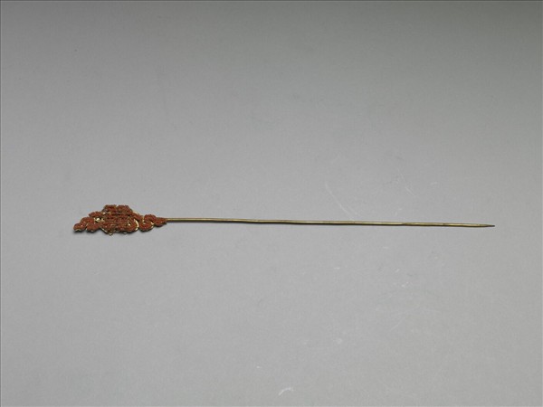 鍍金珊瑚珠囍字首簪