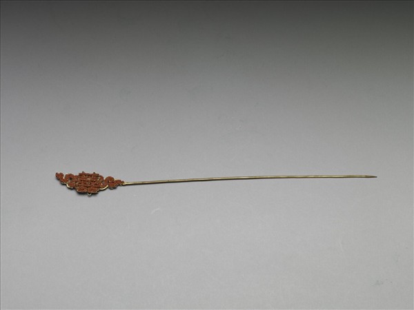 鍍金珊瑚珠囍字首簪