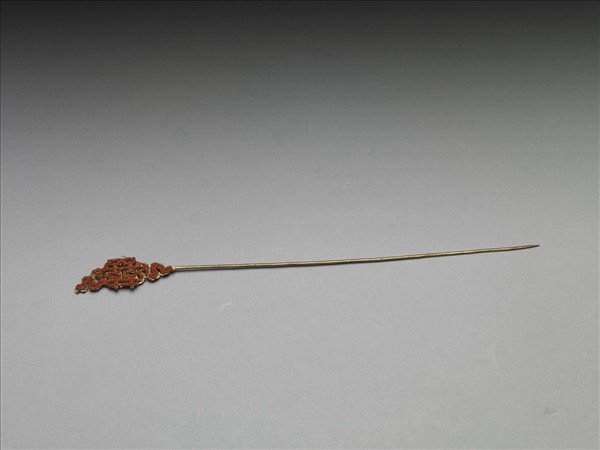 鍍金珊瑚珠囍字首簪