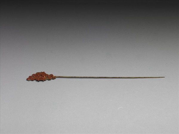 鍍金珊瑚珠囍字首簪