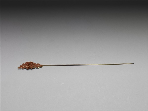 鍍金珊瑚珠囍字首簪