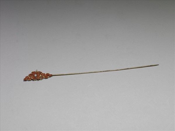 鍍金珊瑚珠囍字首簪