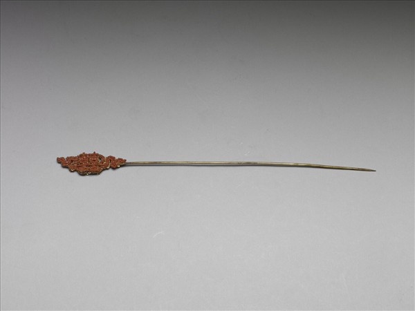 鍍金珊瑚珠囍字首簪