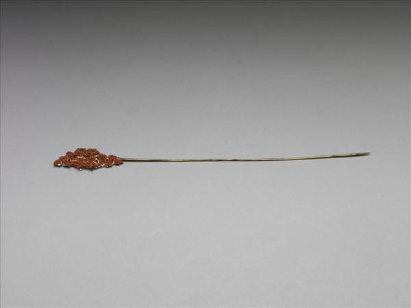 鍍金珊瑚珠囍字首簪