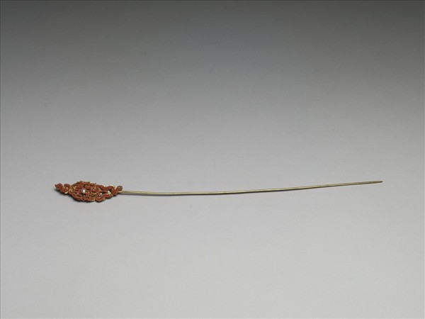 鍍金珊瑚珠囍字首簪