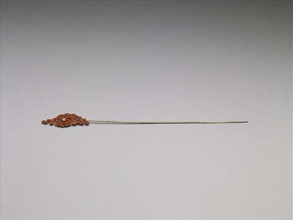 鍍金珊瑚珠囍字首簪