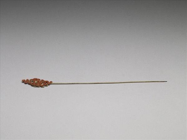 珊瑚米珠囍字首鍍金針簪