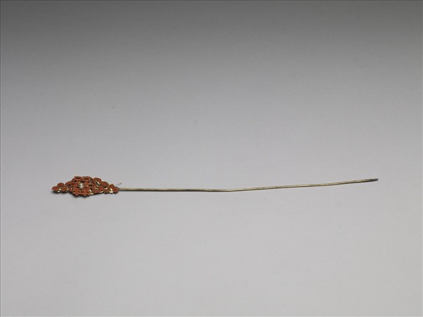 珊瑚米珠囍字首鍍金針簪