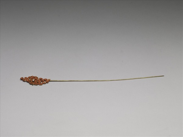 珊瑚米珠囍字首鍍金針簪