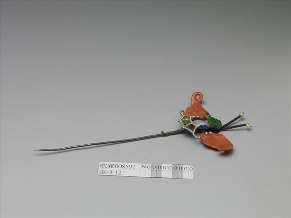 珊瑚翠玉嵌珠蝙蝠簪