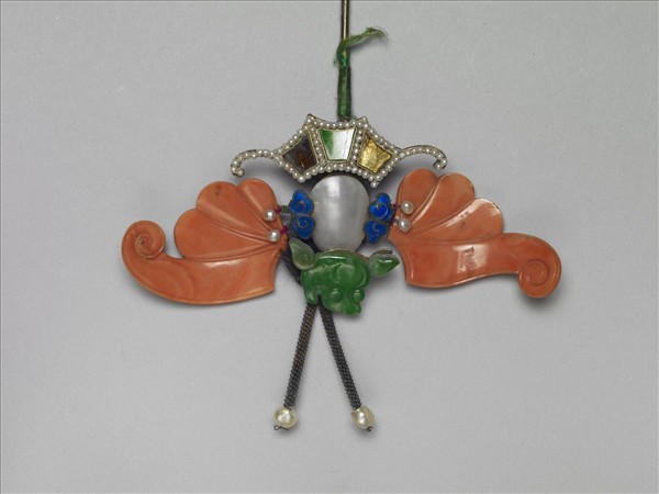 珊瑚翠玉嵌珠蝙蝠簪