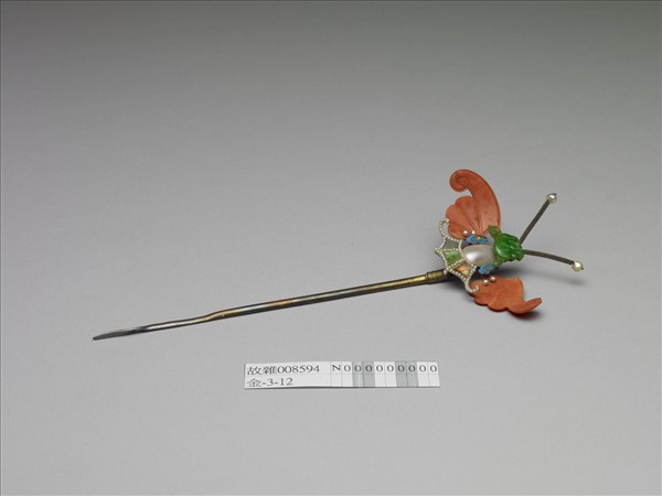 珊瑚翠玉嵌珠蝙蝠簪