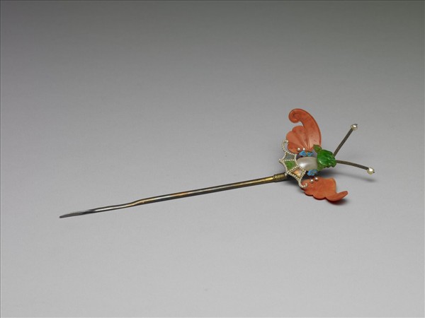 珊瑚翠玉嵌珠蝙蝠簪