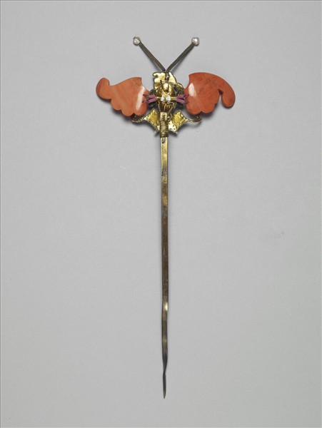 珊瑚翠玉嵌珠蝙蝠簪