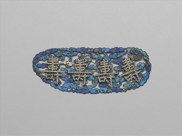 銀點翠嵌米珠壽字鈿花