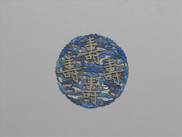 銀點翠嵌米珠壽字鈿花