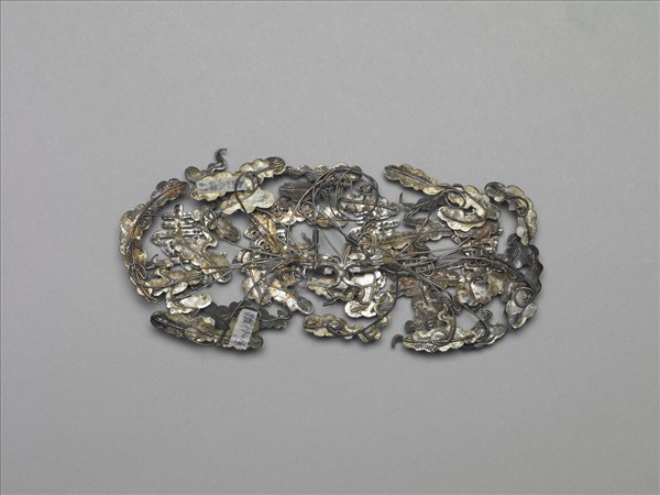 銀點翠嵌米珠壽字鈿花