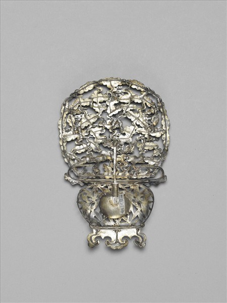 銀點翠嵌珠寶壽字花籃式鈿花