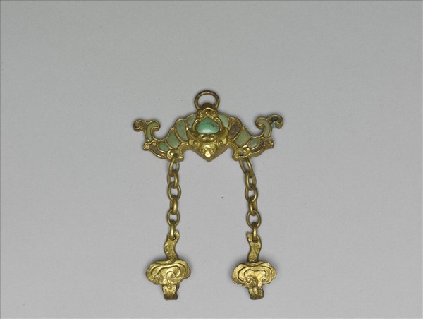 玉嵌珠寶花籃飾件