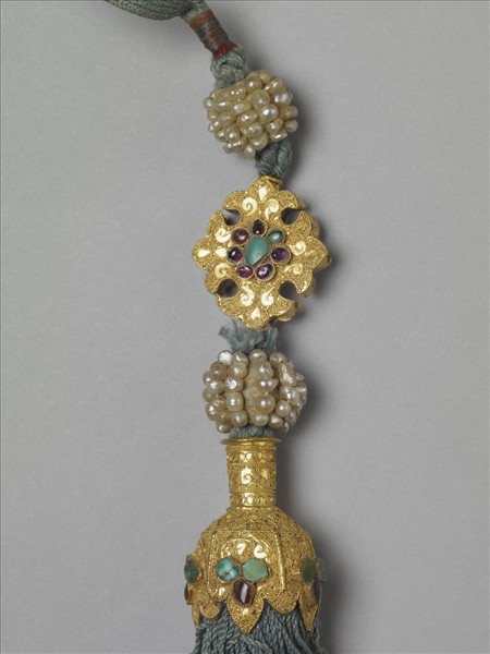 穿金緝珠石綠線穗（一副）