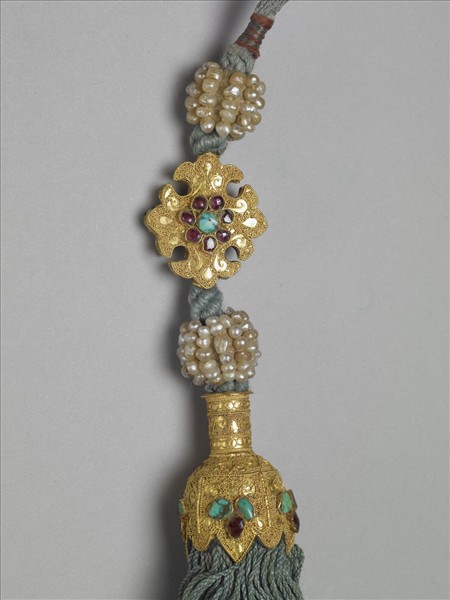 穿金緝珠石綠線穗（一副）