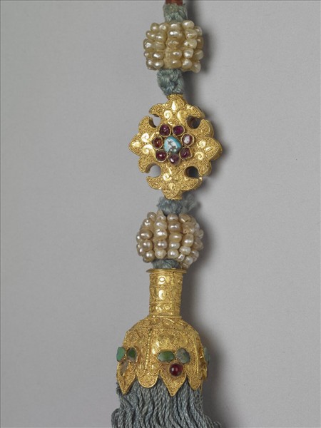 穿金緝珠石綠線穗（一副）