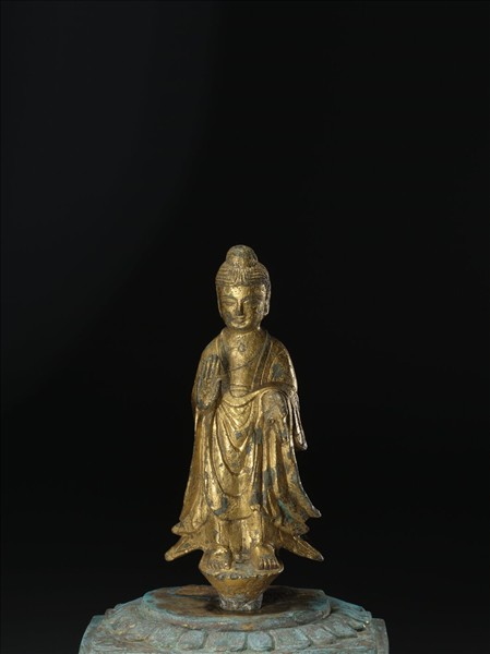 中國 北齊 天保三年銘（552） 銅鎏金 立佛三尊像