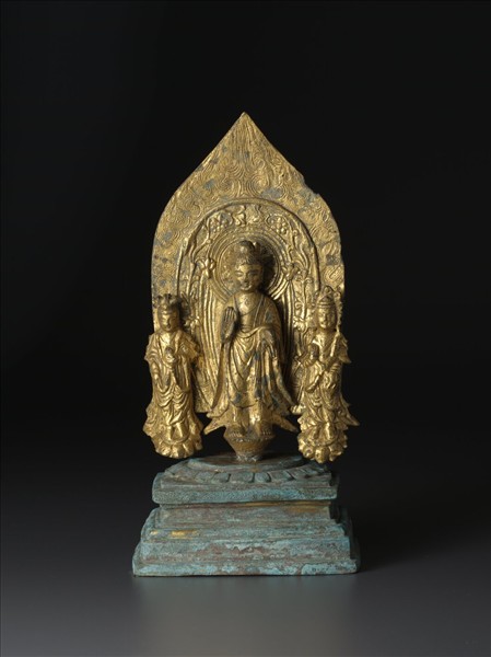 中國 北齊 天保三年銘（552） 銅鎏金 立佛三尊像