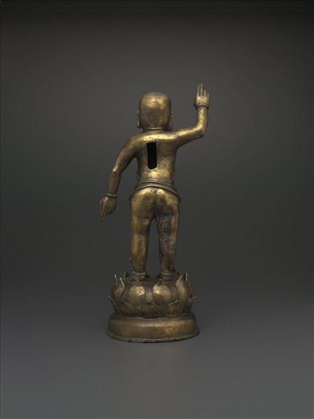 中國 明 銅鎏金 誕生佛像