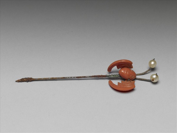 珊瑚嵌珠蝙蝠簪